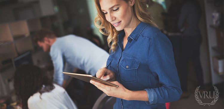 Woman on a tablet at VRU